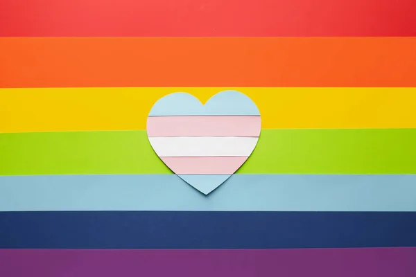 Flag Transgender Shape Heart Rainbow Background —  Fotos de Stock