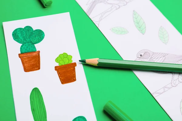 Cute Bookmark Pencil Color Background — Stock Photo, Image