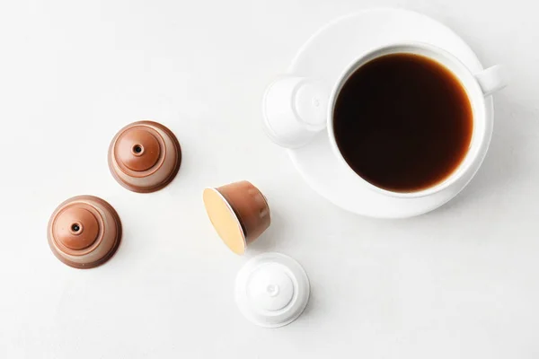 Cup Coffee Capsules Table — Stock Photo, Image