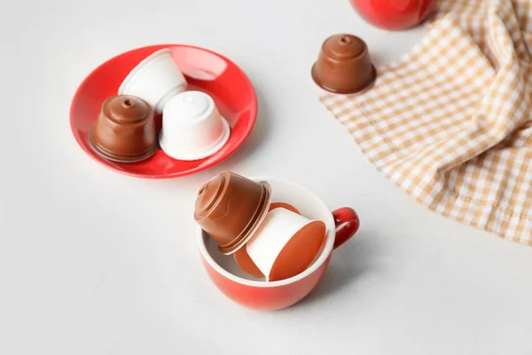 Koffie Capsules Lichte Tafel — Stockfoto