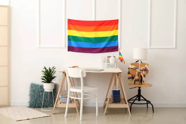 Modern Workplace Flags Lgbt Room — Stock Photo, Image