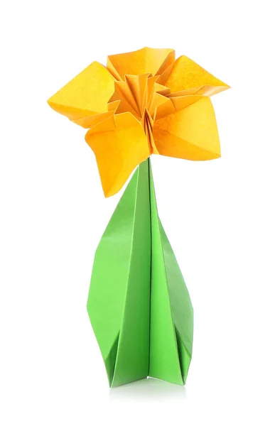 Origami Narcissus White Background — Stock Photo, Image