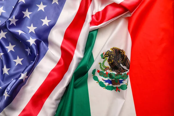 Bandeiras Mexicanas Dos Eua Como Fundo Close — Fotografia de Stock