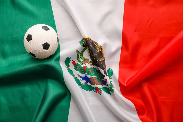 Bandera México Pelota Fútbol Primer Plano —  Fotos de Stock