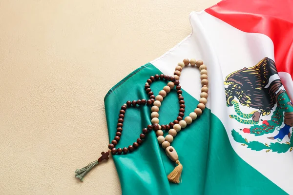 Bandera México Tasbih Sobre Fondo Color Primer Plano —  Fotos de Stock