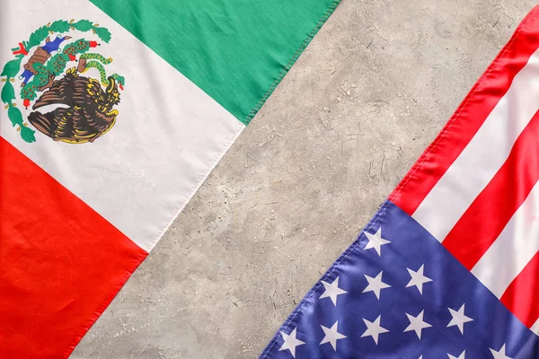 Banderas México Estados Unidos Sobre Fondo Gris —  Fotos de Stock
