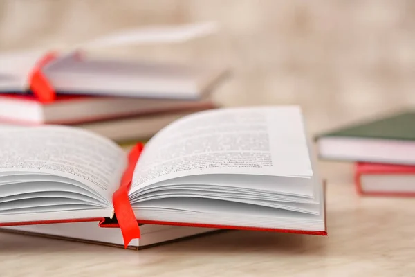 Open Book Bookmark Light Background Closeup — Stock Photo, Image