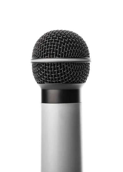 Microfone Moderno Fundo Branco — Fotografia de Stock