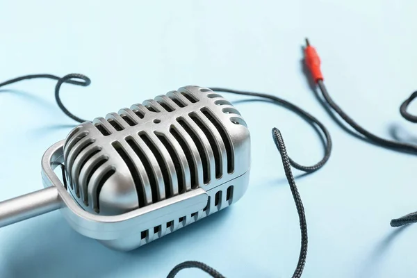 Retro Microphone Color Background Closeup — Stock Photo, Image