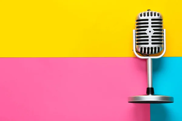 Retro Microphone Color Background — Stock Photo, Image