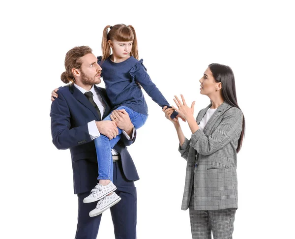 Unzufriedene Familie Nach Streit Auf Weißem Hintergrund — Stockfoto