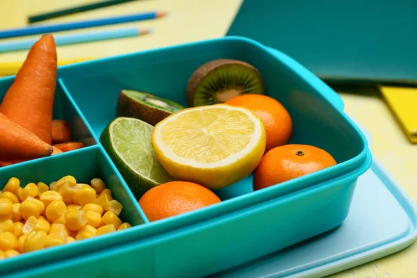 Lunchbox Tasty Food Color Background — Stock Photo, Image