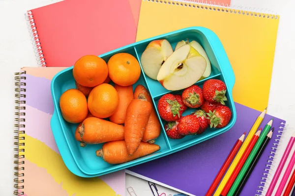 Lunchbox Tasty Food Stationery Light Background — Stock Photo, Image