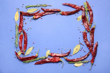 Arkaplanda acı biber ve baharattan yapılmış çerçeve