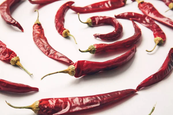 Dry Hot Chili Peppers White Background — Stock Photo, Image