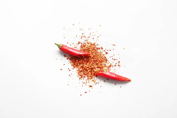 Fresh Dry Ground Chili Pepper White Background — Stock Photo, Image