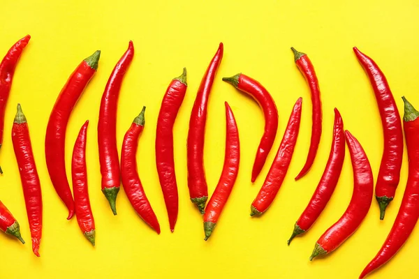 Hot Chilli Papričky Barevném Pozadí — Stock fotografie