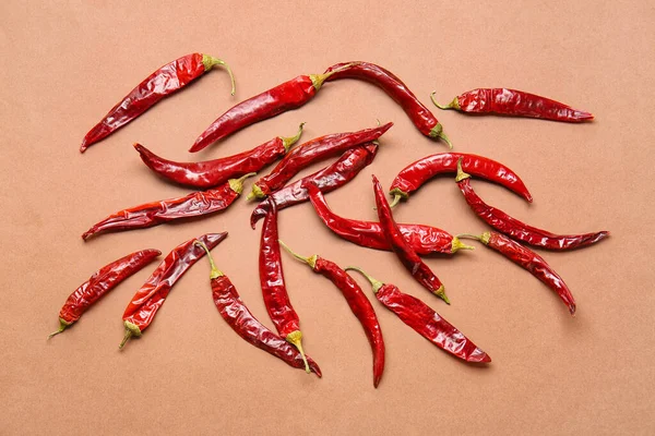 Dry Hot Chili Peppers Color Background — Stock Photo, Image