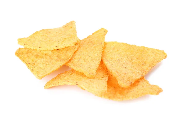 Läckra Nachos Vit Bakgrund — Stockfoto