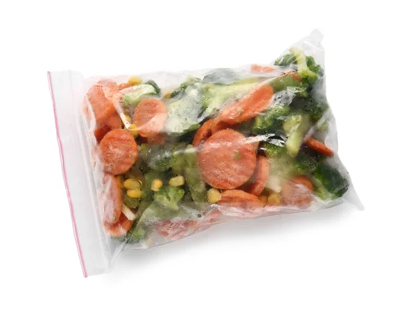 Plastic Bag Frozen Vegetables White Background — Stock Photo, Image