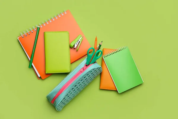 Pencil Case Stationery Color Background — Stock Photo, Image