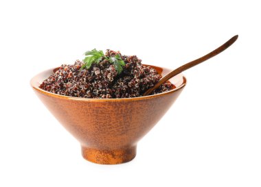 Beyaz arka planda lezzetli kinoalı kase