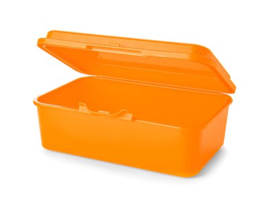 Beyaz arka planda plastik beslenme çantası