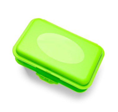 Beyaz arka planda plastik beslenme çantası