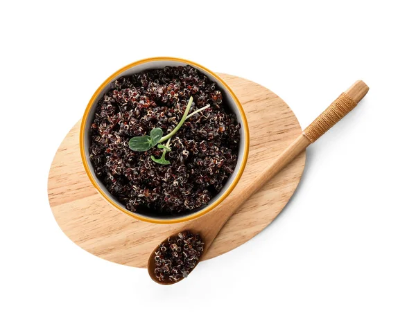 Ciotola Con Gustosa Quinoa Sfondo Bianco — Foto Stock