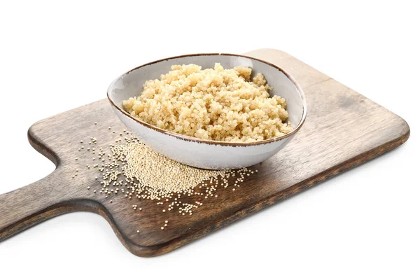 Bowl Tasty Quinoa White Background — Stock Photo, Image