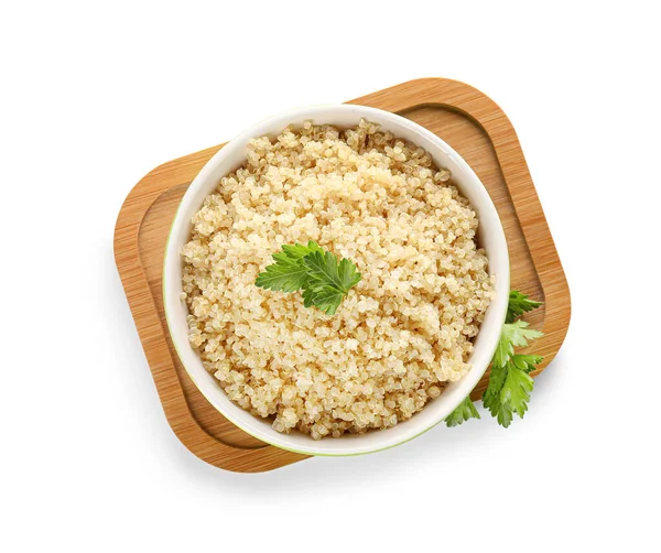 Castron Quinoa Gustoasă Fundal Alb — Fotografie, imagine de stoc