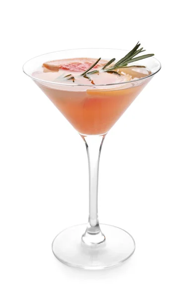 Bicchiere Gustoso Cocktail Pompelmo Sfondo Bianco — Foto Stock