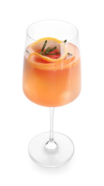 Glas Välsmakande Grapefrukt Cocktail Vit Bakgrund — Stockfoto