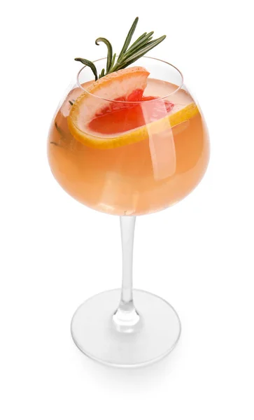 Verre Cocktail Pamplemousse Savoureux Sur Fond Blanc — Photo