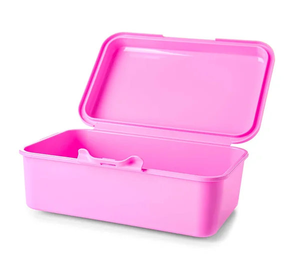 Plastic Lunchbox Witte Achtergrond — Stockfoto