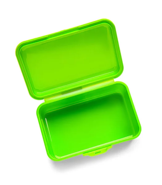Caixa Almoço Plástico Fundo Branco — Fotografia de Stock