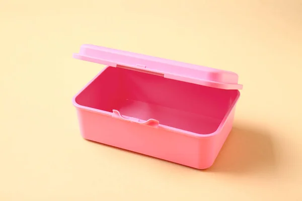 Plastikowe Pudełko Lunch Tle Koloru — Zdjęcie stockowe