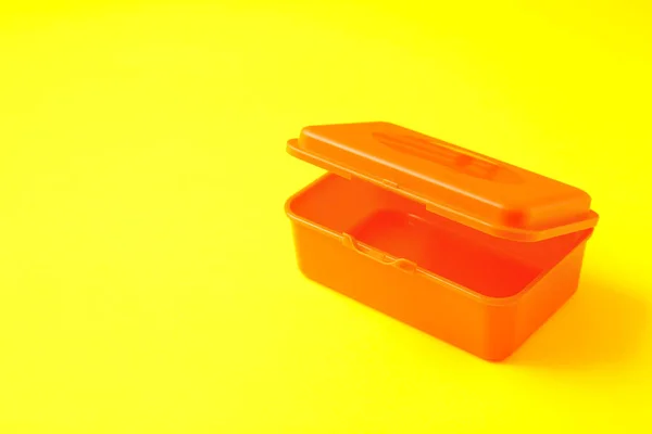 Caixa Almoço Plástico Fundo Cor — Fotografia de Stock