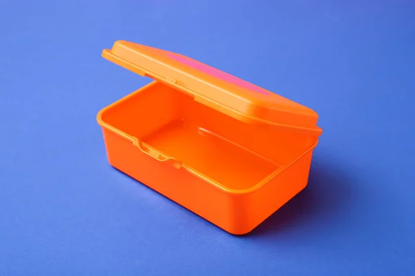 Plastic Lunch Box Color Background — Stock Photo, Image