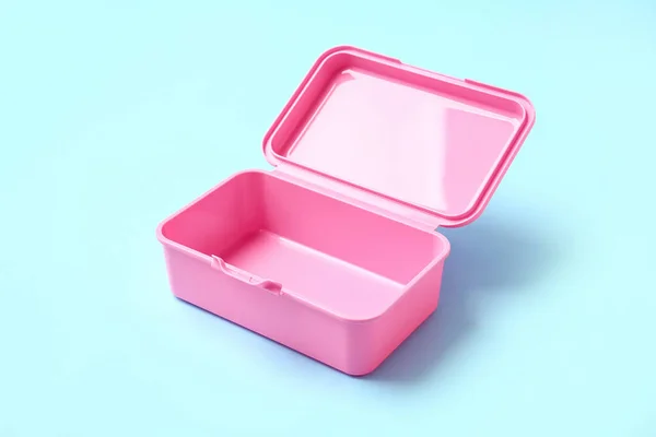 Caja Almuerzo Plástico Sobre Fondo Color — Foto de Stock