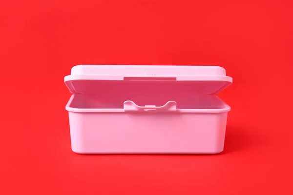 Пластиковая Коробка Обеда Цветном Фоне — стоковое фото