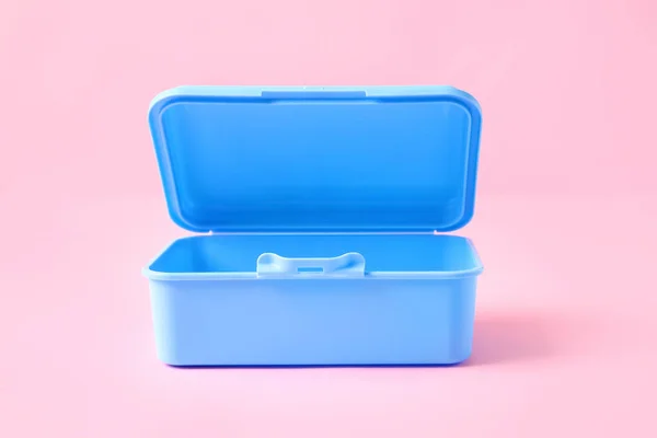 Plastic Lunch Box Color Background — Stock Photo, Image