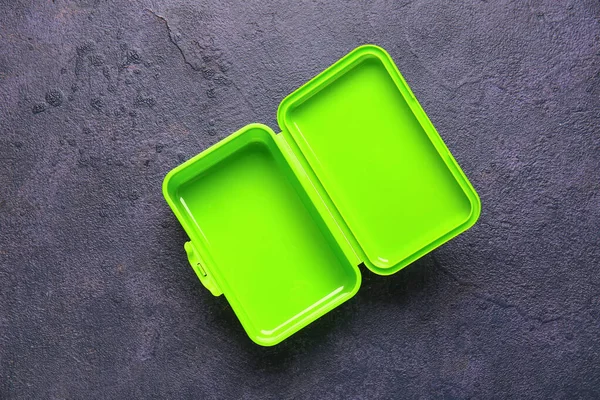 Plastic Lunchbox Donkere Achtergrond — Stockfoto