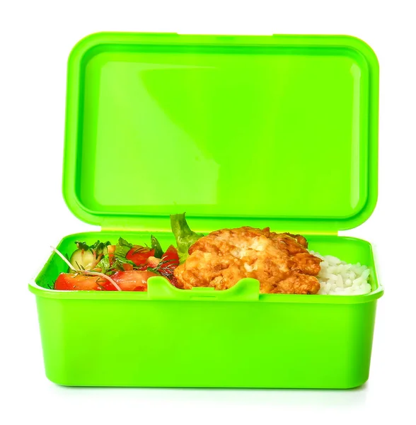 Lunch Box Tasty Food White Background — Stock Photo, Image