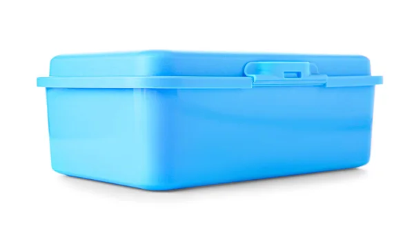 Plastic Lunchbox Witte Achtergrond — Stockfoto