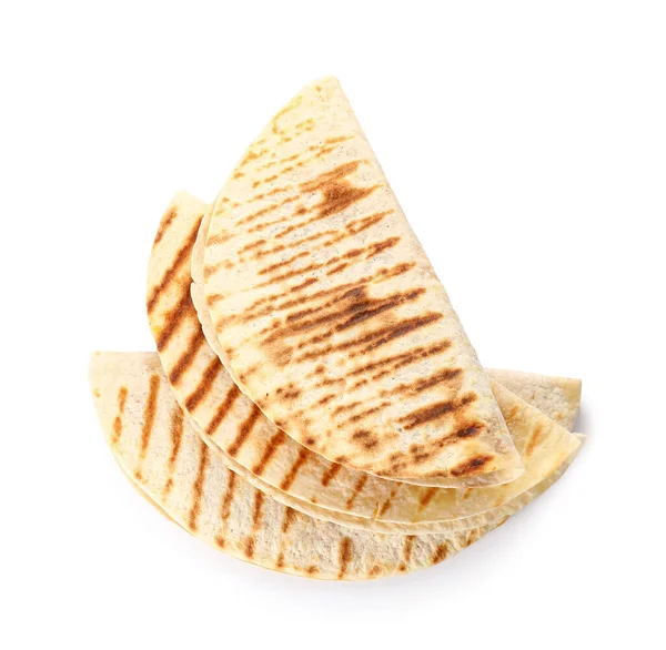 Ízletes Quesadillas Fehér Alapon — Stock Fotó