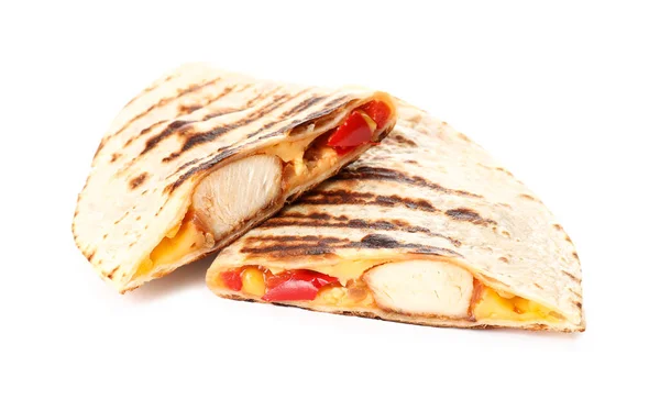 Beyaz Arka Planda Lezzetli Quesadillas — Stok fotoğraf