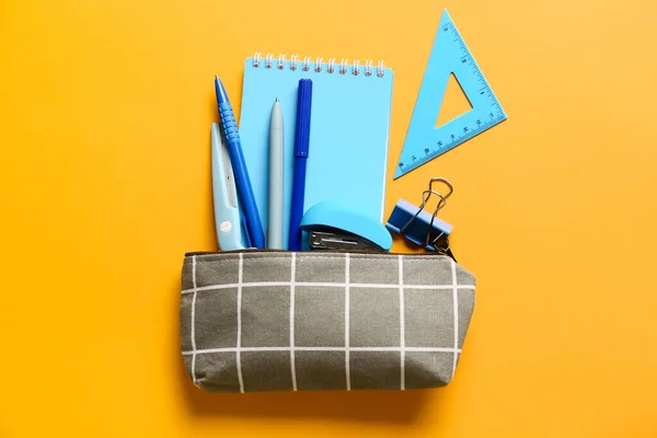 Pencil Case Stationery Color Background — Stock Photo, Image