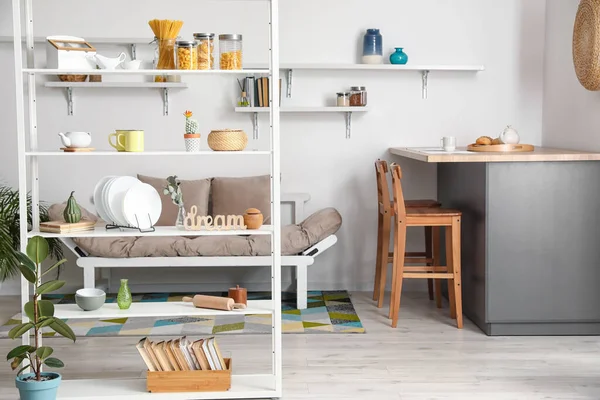 Interior Modern Kitchen Shelf Unit — Stock Photo, Image