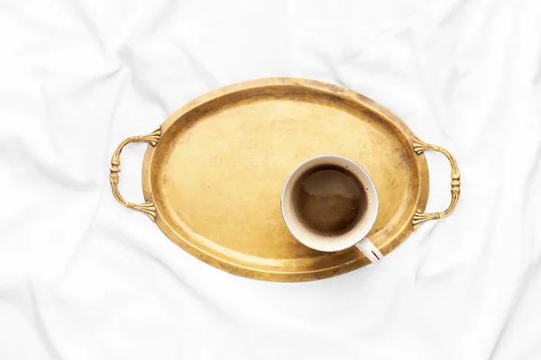 Tray Cup Coffee Bed — Stock Photo, Image